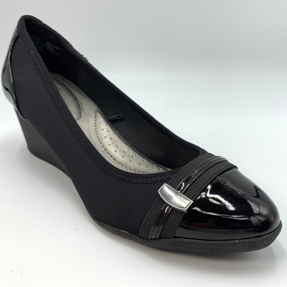 Time and Tru Shoes Time And Tru Womens Black Dress Wedge Heels